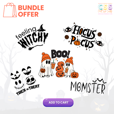 Get Festive with Our 5 Design Halloween DTF Transfer Bundle! 🎃