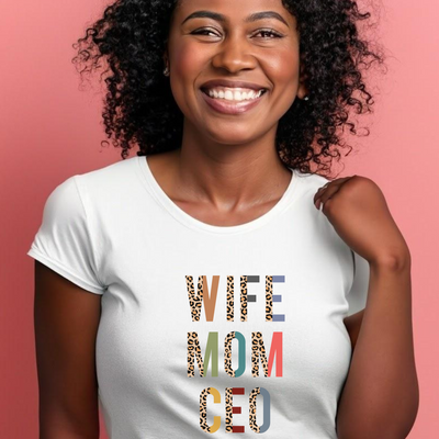 Wife Mom CEO Animal Print/Multi Color DTF TRANSFER