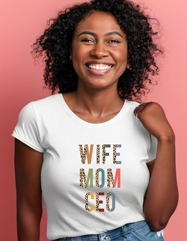 Wife Mom CEO Animal Print/Multi Color DTF TRANSFER