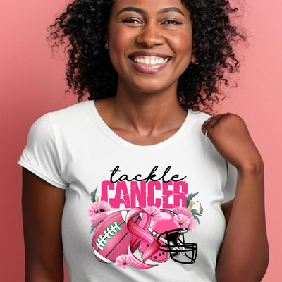 Tackle Cancer Flowers Breast Cancer Awareness Ready to Press Transfer