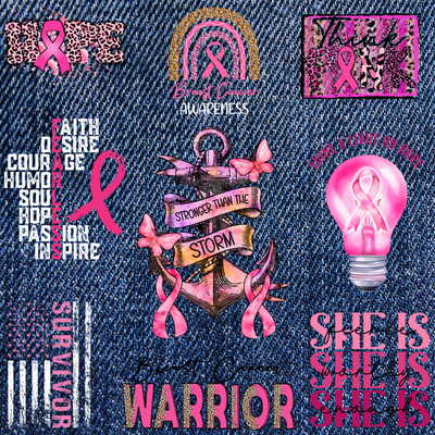 Patches for Jackets| Patch Party| Patch Kit| Patches Iron On| DTF Patches| Ready to Press DTF| Patches Breast Cancer Awareness| Pink| Breast Cancer Awareness Patch