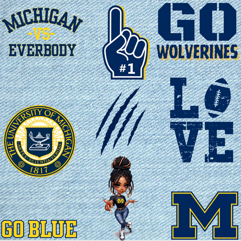 Patches for Jackets | Patch Kit| Patches Iron On | DTF Patches | Ready to Press DTF |Michigan Patches | University of Michigan