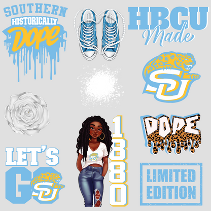 Patches for Jackets| Patch Party| Patch Kit| Patches Iron On| DTF Patches| Ready to Press DTF| Patches HBCU| HBCU|Southern University Patches DOPE