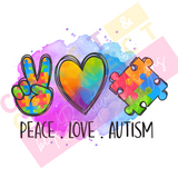 Peace Love Autism DTF TRANSFER