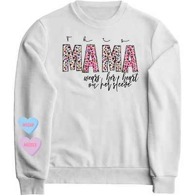 THIS MAMA WEARS HER HEART ON HER SLEEVE *HEARTS ONLY* DTF TRANSFER