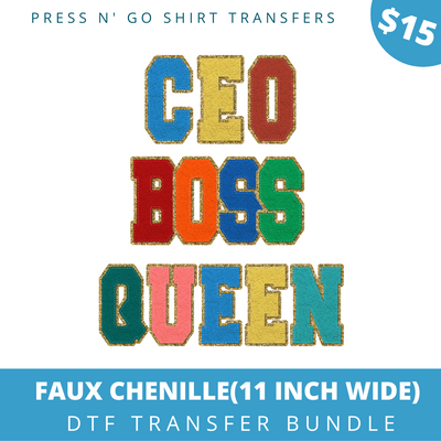 Faux Chenille Tee Shirt Direct to Film Transfers