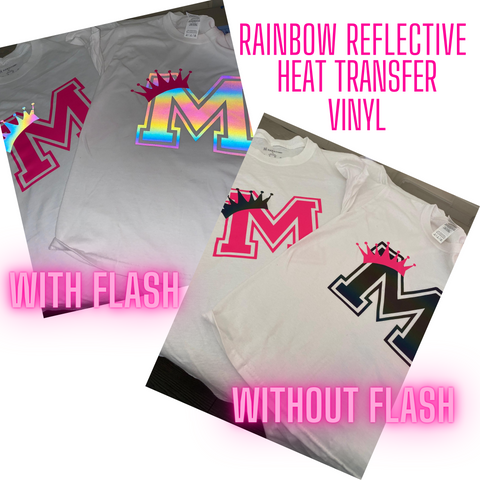 Young Fashion T-shirt Rainbow Effect Reflective Heat Transfer Logo