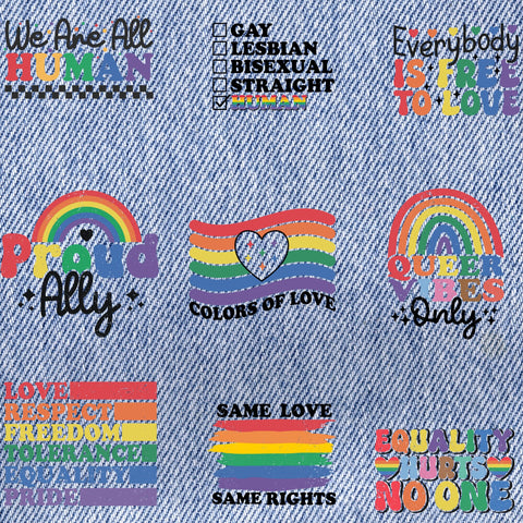 Patches for Jackets| Patch Party| Patch Kit| Patches Iron On| DTF Patches| Ready to Press DTF| Pride Patches| LGBTQ| Rainbow Patch