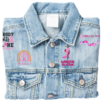 Patches for Jackets| Patch Party| Patch Kit| Iron On| DTF| Ready to Press DTF| Patches Breast Cancer Awareness| Cancer Warrior| Pink Patch