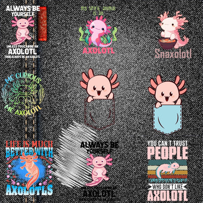 Patches for Jackets| Patch Party| Patch Kit| Patches Iron On| DTF Patches| Ready to Press DTF|Axolotl Patches| axolotl | axolotl Patch