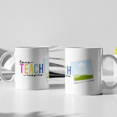 Love Teach Inspire with Custom Picture Sublimation Mug Print