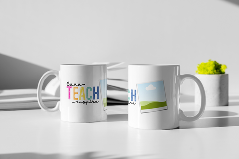 Love Teach Inspire with Custom Picture Sublimation Mug Print
